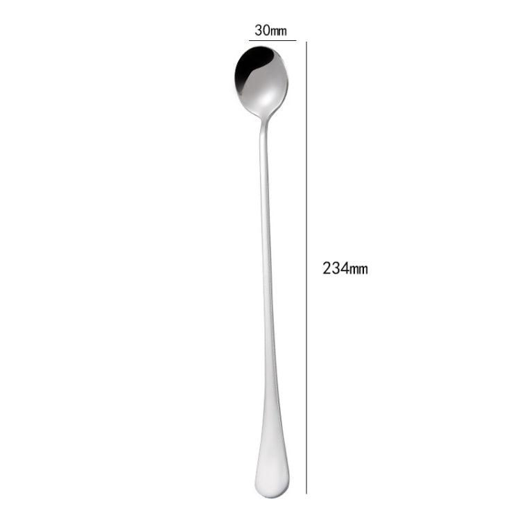 304 Stainless Steel Long Handle Thickened Round Spoon Coffee Ice Drink Mixing Spoon