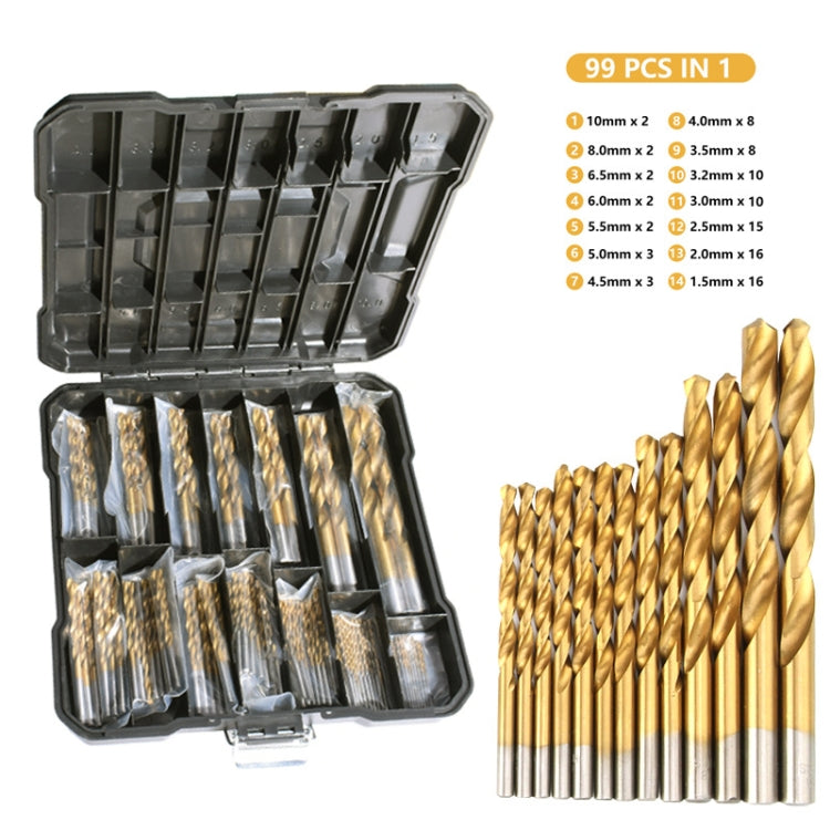 99-in-1  Titanium Drill Bit Set High-Speed Steel Drill Bits