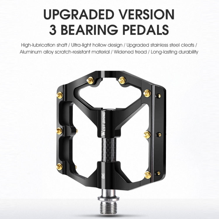 WEST BIKING 3 Bearings Ultralight Carbon Fiber Bushing Mountain Bike Pedal