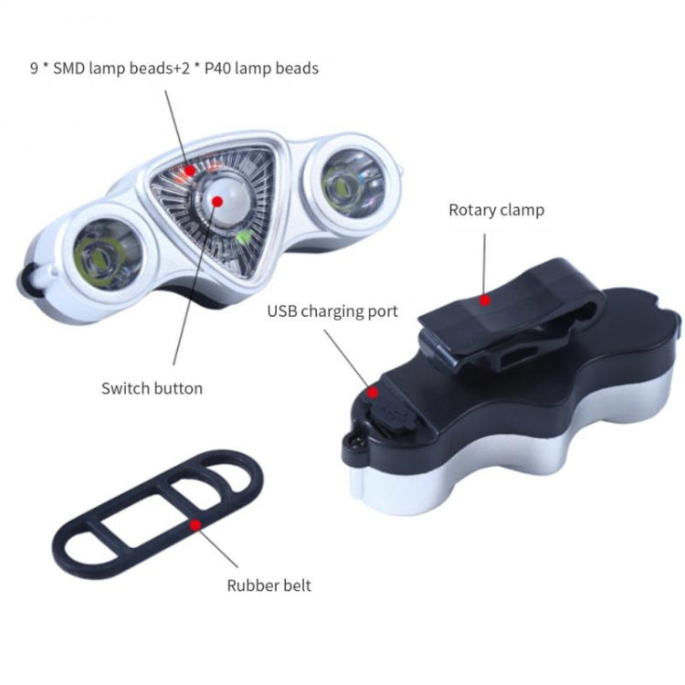 9+2 LED Bicycle Tail Light Rechargeable MTB Road Bike Headlight Warning Light