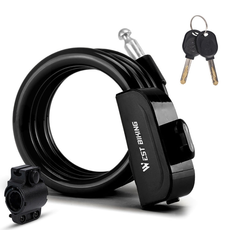 WEST BIKING 1.2m Bicycle Lock PVC Steel Cable Anti-theft Waterproof Cycling Lock
