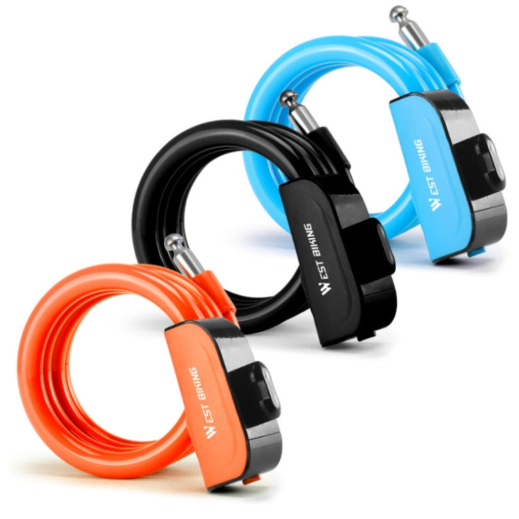 WEST BIKING 1.2m Bicycle Lock PVC Steel Cable Anti-theft Waterproof Cycling Lock