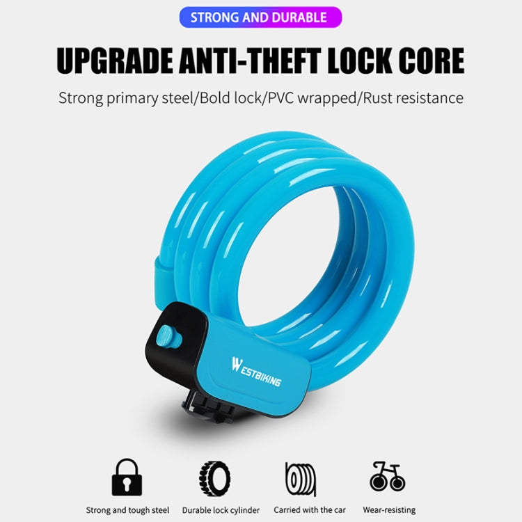 WEST BIKING 1.2m Bicycle Lock PVC Steel Cable Anti-theft Waterproof Cycling Lock