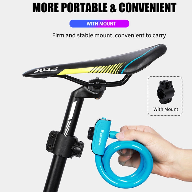 WEST BIKING 1.2m Bicycle Lock PVC Steel Cable Anti-theft Waterproof Cycling Lock