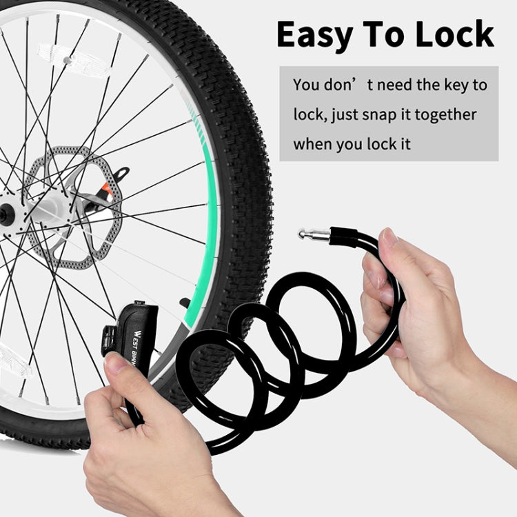 WEST BIKING 1.2m Bicycle Lock PVC Steel Cable Anti-theft Waterproof Cycling Lock