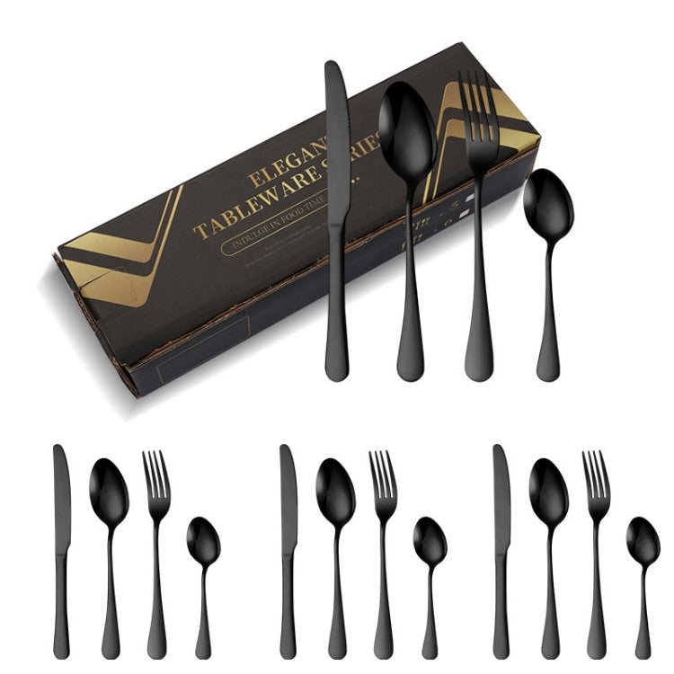 16pcs/set Carton Boxed Gold-Plated Stainless Steel Knife and Fork Set Western Cutlery