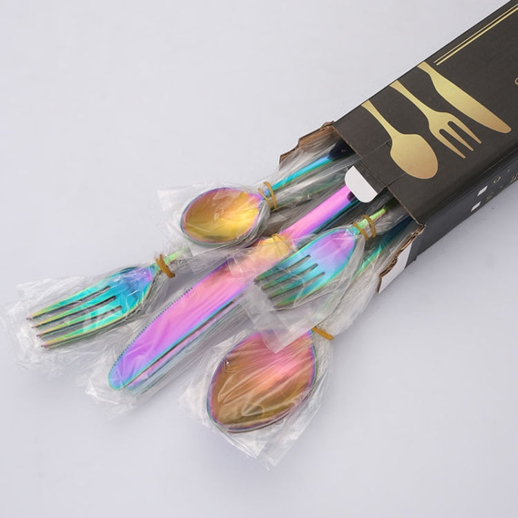 16pcs/set Carton Boxed Gold-Plated Stainless Steel Knife and Fork Set Western Cutlery