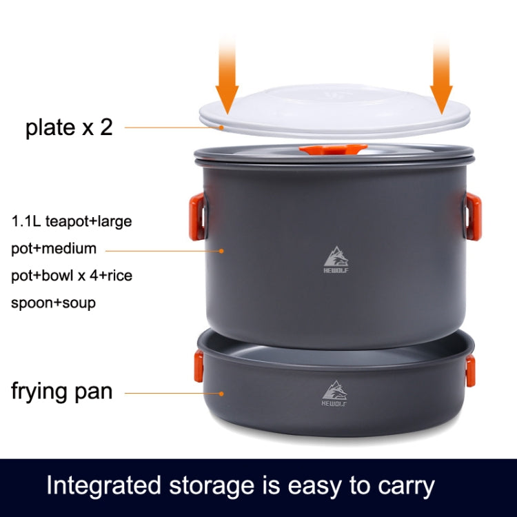 Hewolf HW-K1779 4-5 People Outdoor Aluminum Stove Portable Storage Camping Set