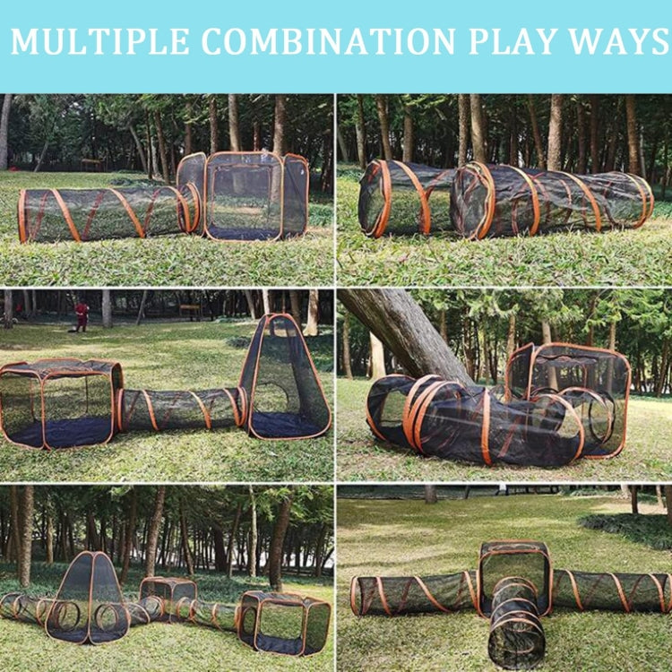 6-in-1 Cat Tent with Tunnel Portable Playpen Play Tents for Indoor and Outdoor