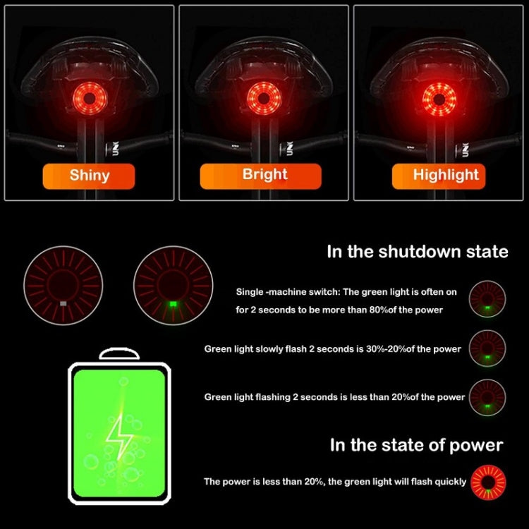 WEST BIKING Bicycle USB Charging Smart Brake Sensor Warning Tail Light