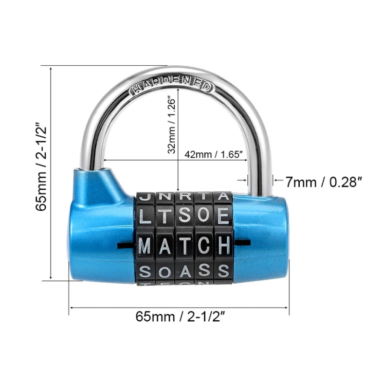 Medium 5-Digit Alphabet Wheel Combination Lock Closet Door Padlock