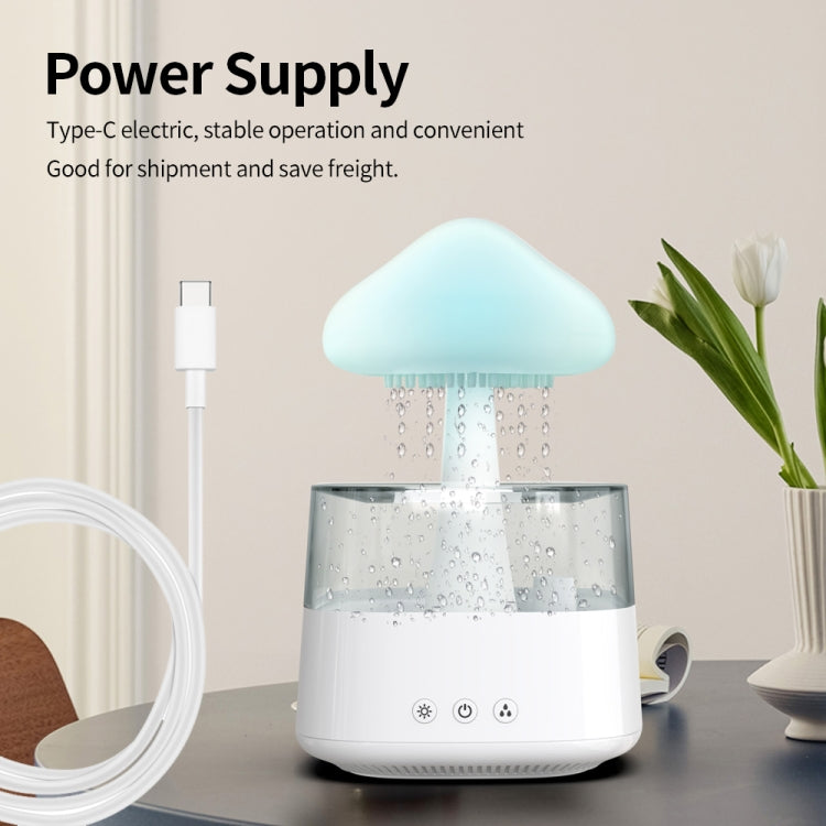 CH08 450ml Rain Humidifier Mushroom Cloud Colorful Night Lamp Aromatherapy Machine