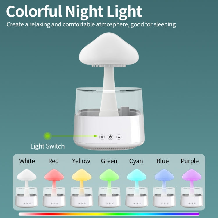 CH08 450ml Rain Humidifier Mushroom Cloud Colorful Night Lamp Aromatherapy Machine