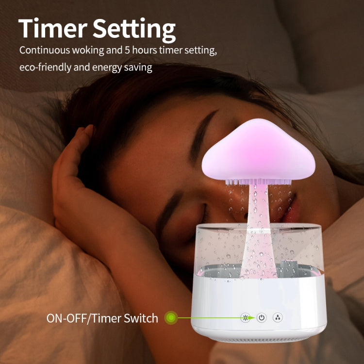 CH08 450ml Rain Humidifier Mushroom Cloud Colorful Night Lamp Aromatherapy Machine