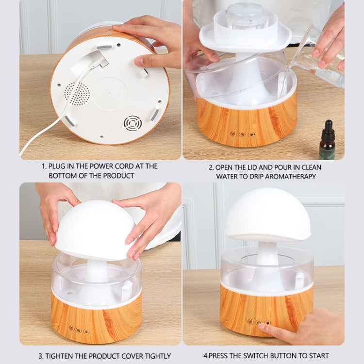 500ml Rain Humidifier Mushroom Cloud Colorful Night Lamp Aromatherapy Machine With Remote Control