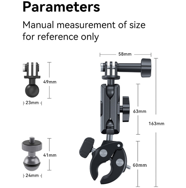 TELESIN Plastic Crab Claw Handlebar Tube Clamp For Sports Camera Mobile Phones