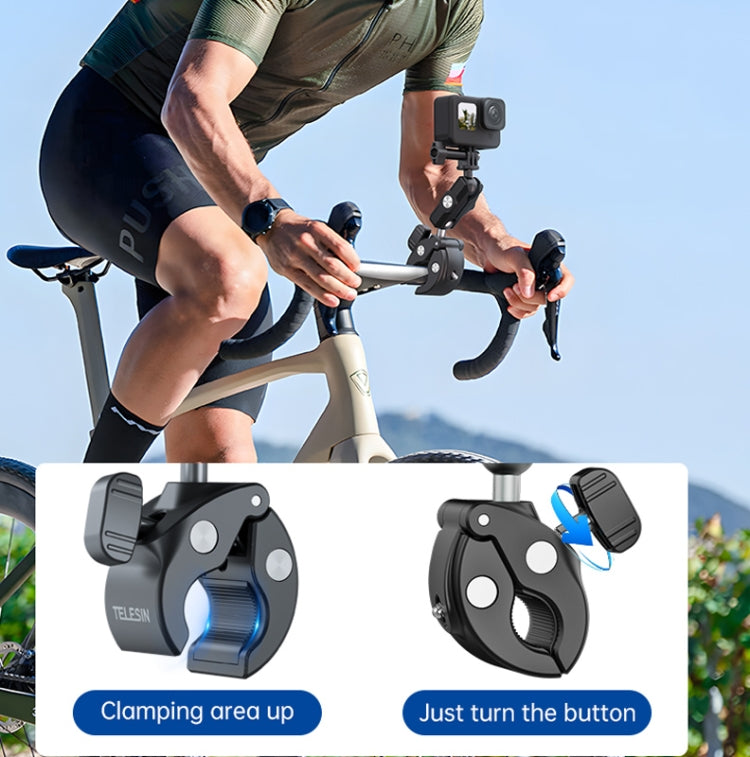 TELESIN Plastic Crab Claw Handlebar Tube Clamp For Sports Camera Mobile Phones