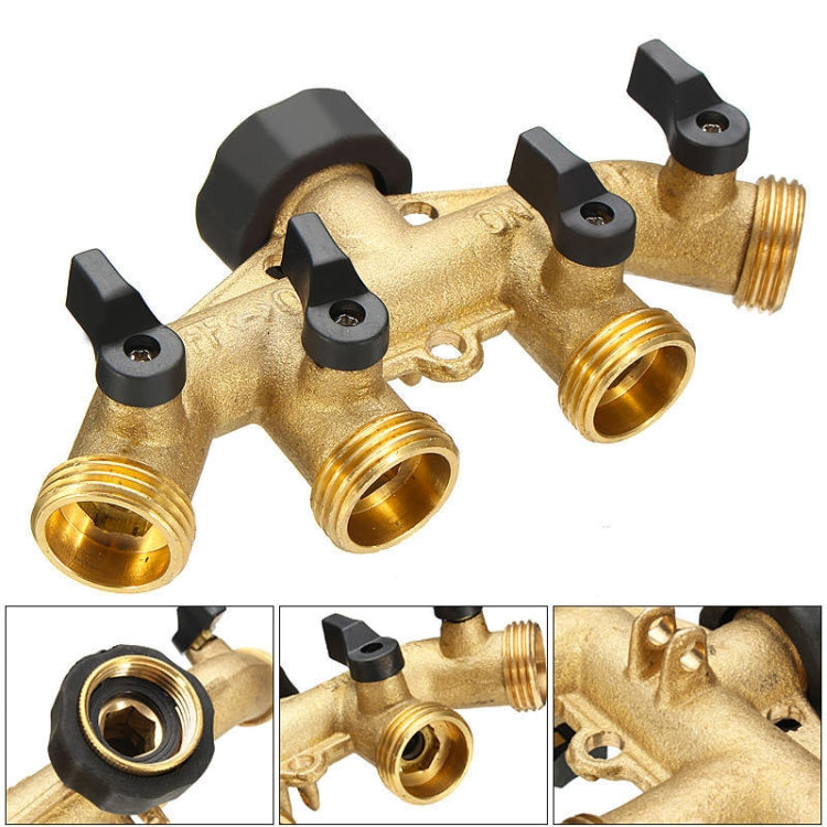 Garden Watering Agricultural Irrigation Family Car Wash Faucet Copper 4-way Ball Valve Water Divider