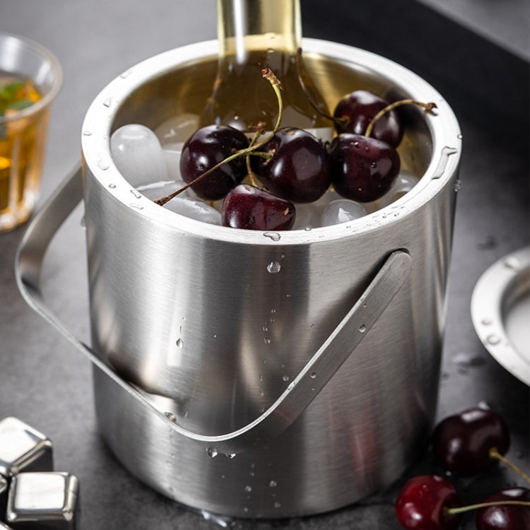 Double-Layer Portable Stainless Steel Ice Bucket Bar Champagne Beer Barrel