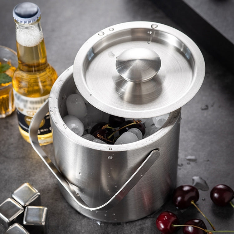 Double-Layer Portable Stainless Steel Ice Bucket Bar Champagne Beer Barrel