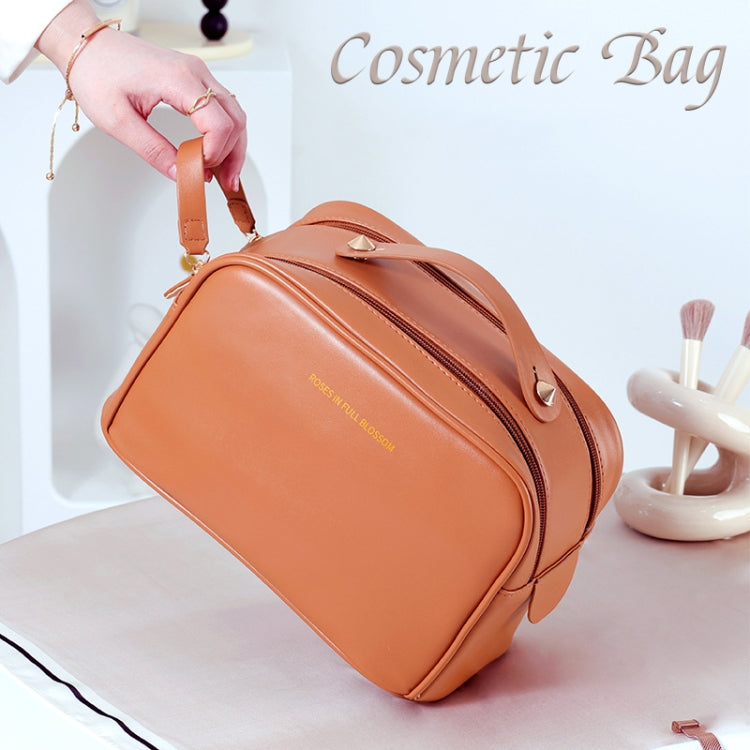 Waterproof PU Cosmetic Bag Travel Double Zipper Toiletry Bag