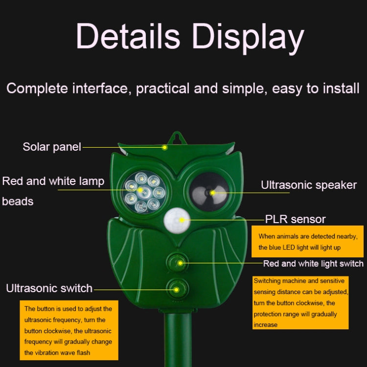 Solar Ultrasonic Rat Repeller Outdoor Multifunctional Infrared Sensor Repeller
