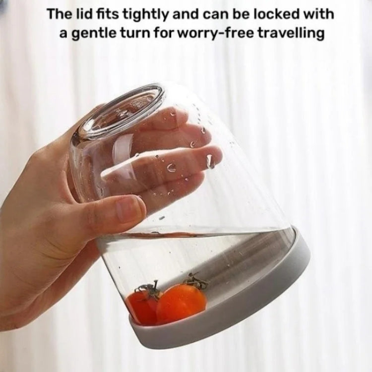 600ml Fruit and Veggie Snack Cup with Lid and Fork Airtight Leak-proof Salad Box