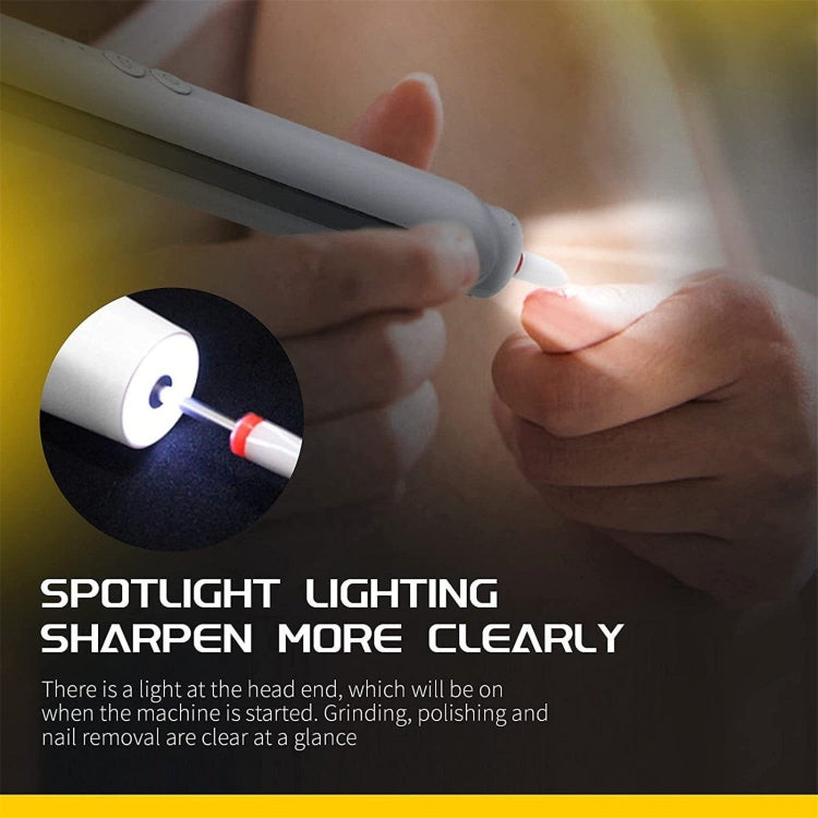 Rechargeable Nail Drill Machine Set with Ceramic Drill Bit Spot Lighting