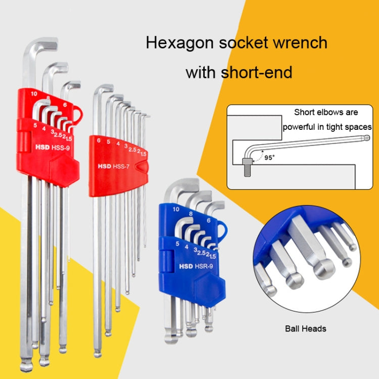 Short-Side Ball-End Hexagon Wrench Set Tools