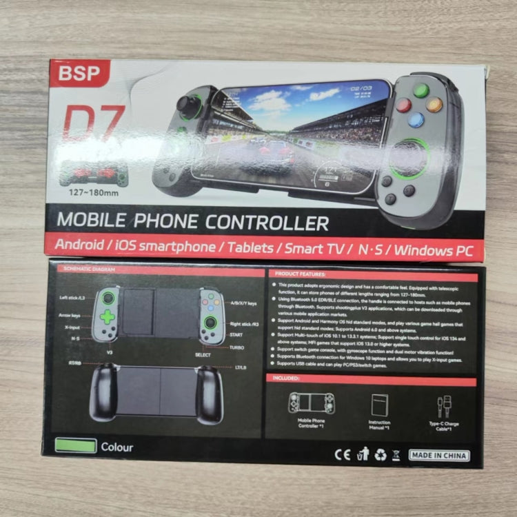 D7 BT5.0 Retractable Gamepad With Light For PC / Android / IPhone /Win7 10 11/Mac OS/Switch