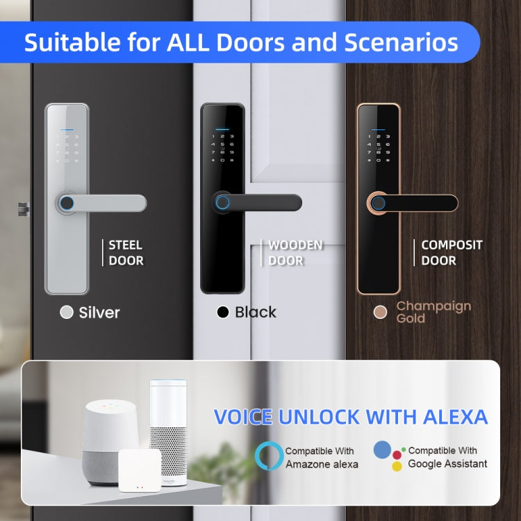 C91 Tuya Smart WiFi Password Fingerprint Electronic Door Lock