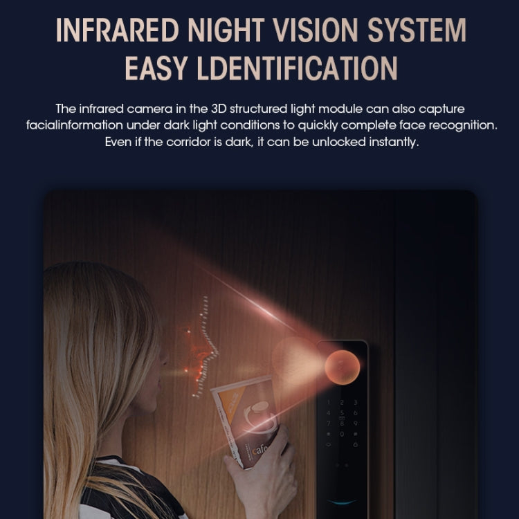 S61 Fully Automatic 3D Face Recognition Tuya Wifi Smart Fingerprint Lock Anti-theft Password Lock