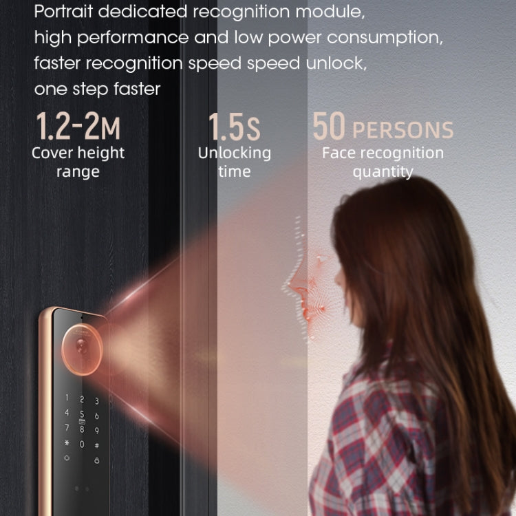 S61 Fully Automatic 3D Face Recognition Tuya Wifi Smart Fingerprint Lock Anti-theft Password Lock