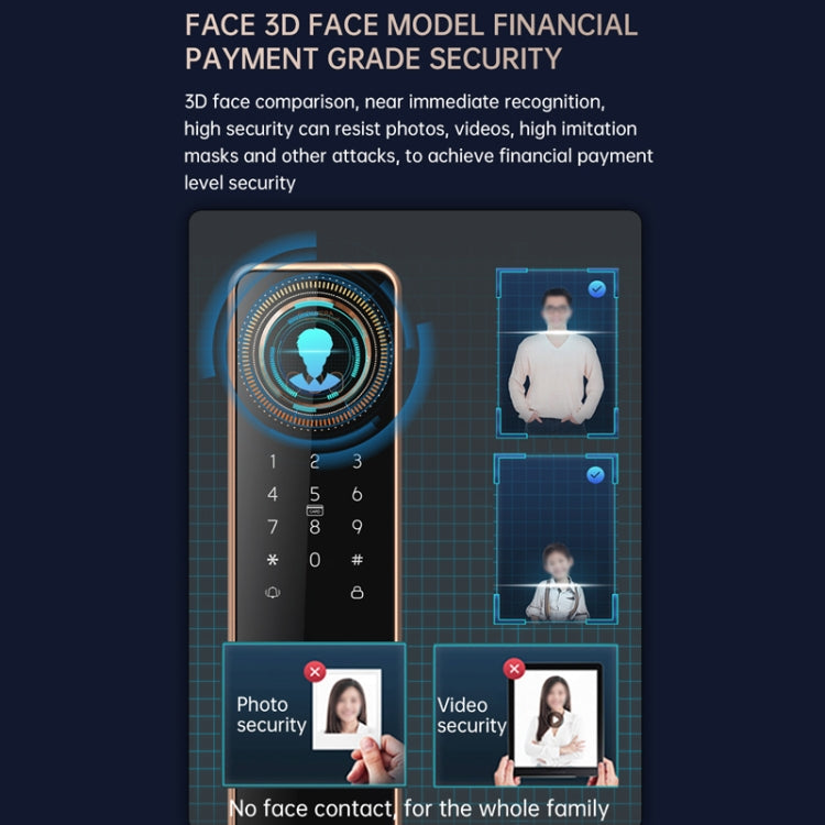 S61 Fully Automatic 3D Face Recognition Tuya Wifi Smart Fingerprint Lock Anti-theft Password Lock