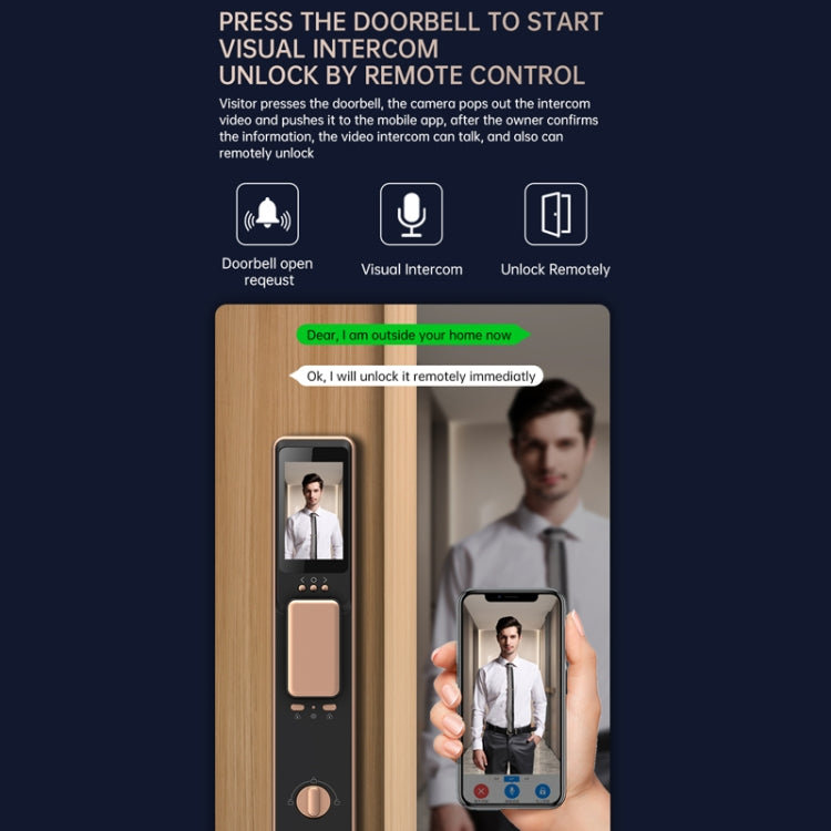 S61 Fully Automatic 3D Face Recognition Tuya Wifi Smart Fingerprint Lock Anti-theft Password Lock