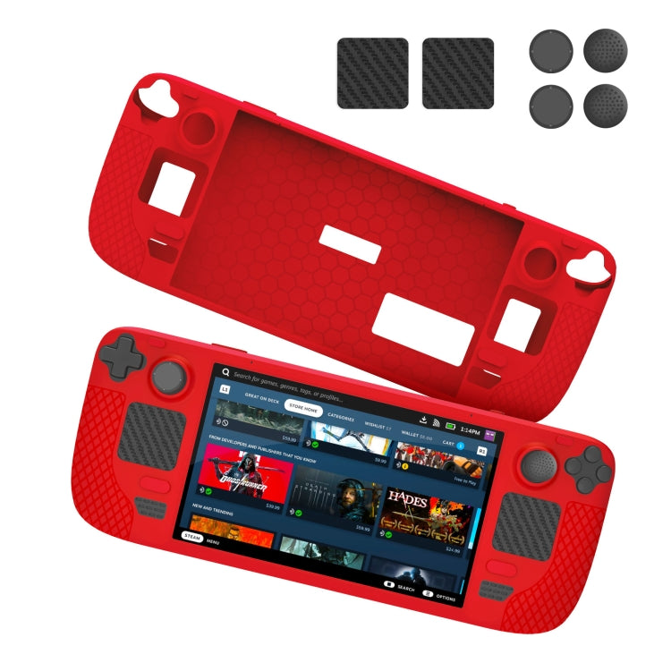JYS JYS-SD011 For Steam Deck 7pcs/set Host Silicone Case With Joystick Cap+Touch Board Sticker Set