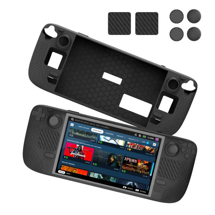 JYS JYS-SD011 For Steam Deck 7pcs/set Host Silicone Case With Joystick Cap+Touch Board Sticker Set