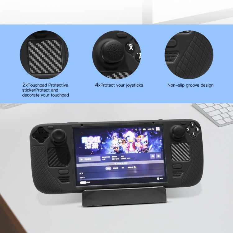 JYS JYS-SD011 For Steam Deck 7pcs/set Host Silicone Case With Joystick Cap+Touch Board Sticker Set
