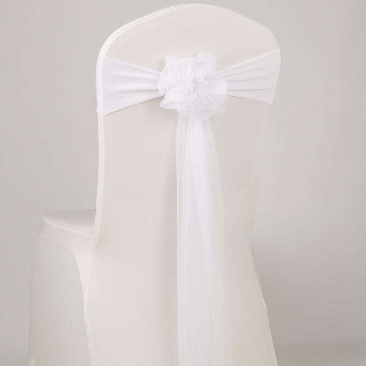 Hotel Wedding Organza Free Tie Chair Back Flower Seat Yarn Decorations Tulle Chair Back Bows