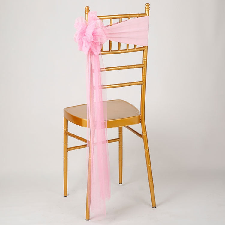 Hotel Wedding Organza Free Tie Chair Back Flower Seat Yarn Decorations Tulle Chair Back Bows
