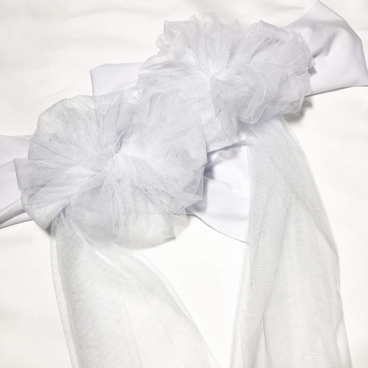 Hotel Wedding Organza Free Tie Chair Back Flower Seat Yarn Decorations Tulle Chair Back Bows