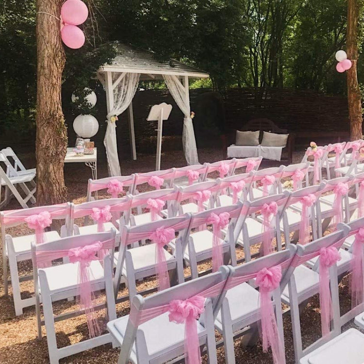 Hotel Wedding Organza Free Tie Chair Back Flower Seat Yarn Decorations Tulle Chair Back Bows