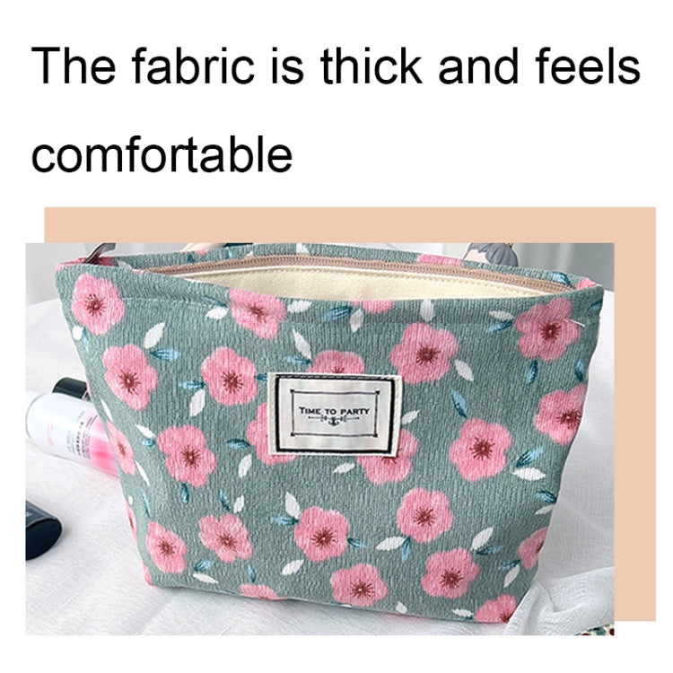 Vintage Corduroy Cosmetic Bag Flower Travel Portable Washing Bag