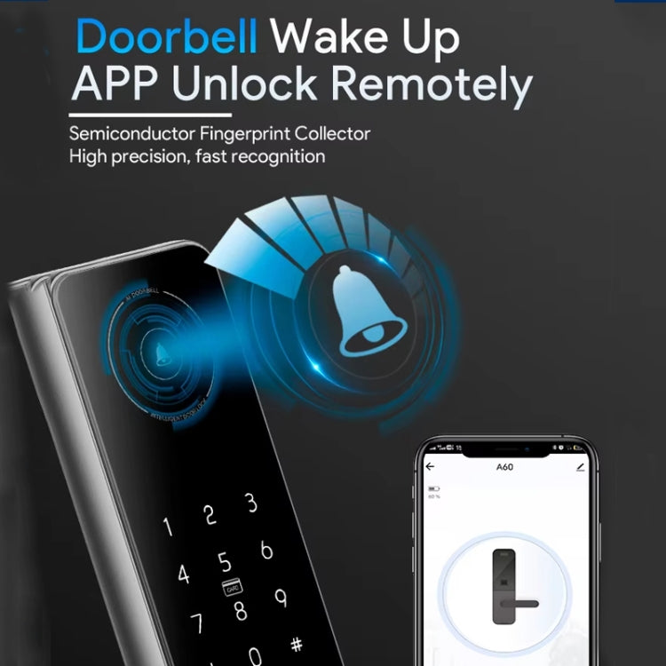 A60 Smart Fingerprint Password Door Lock With Doorbell