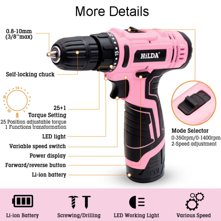 HILDA 12V Cordless Impact Drill Electrical Screwdriver