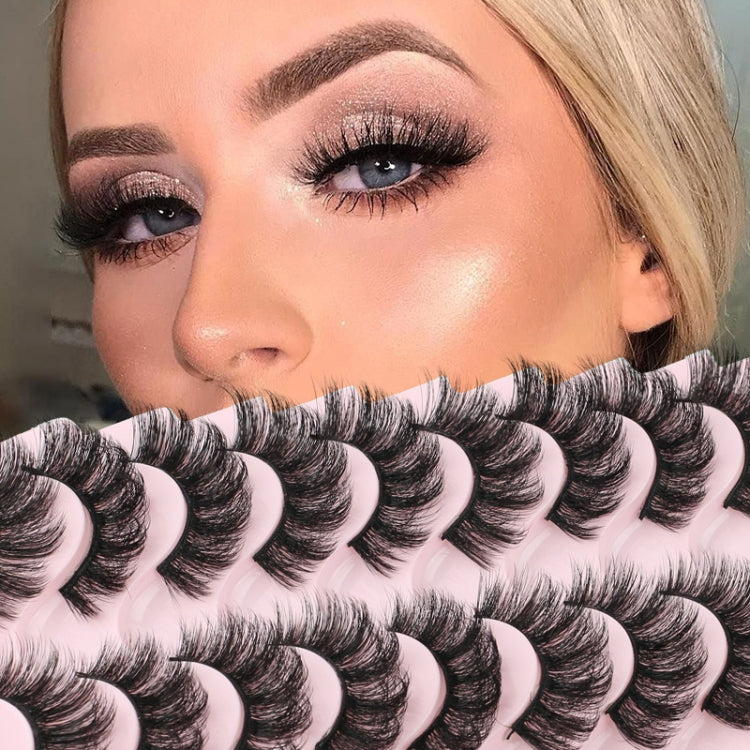 10pairs /Box Russian Strip Lashes 7D Imitation Mink Volume Fluffy Natural False Eyelashes