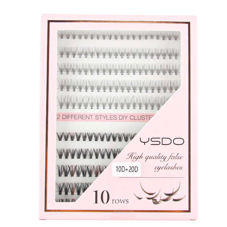 10rows /Box 10D+20D Naturally Thick Grafted Eyelashes 0.07 Single Cluster Implanted False Eyelashes