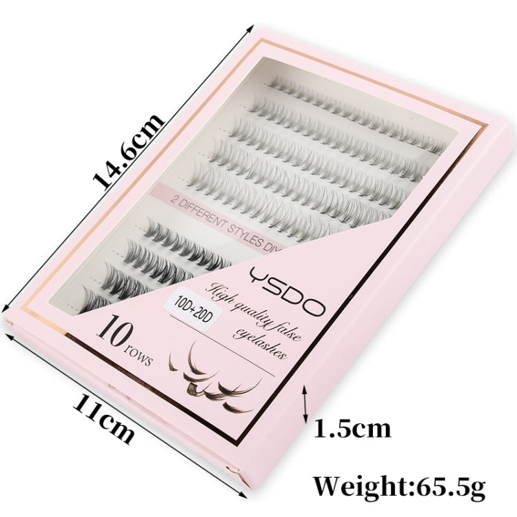 10rows /Box 10D+20D Naturally Thick Grafted Eyelashes 0.07 Single Cluster Implanted False Eyelashes