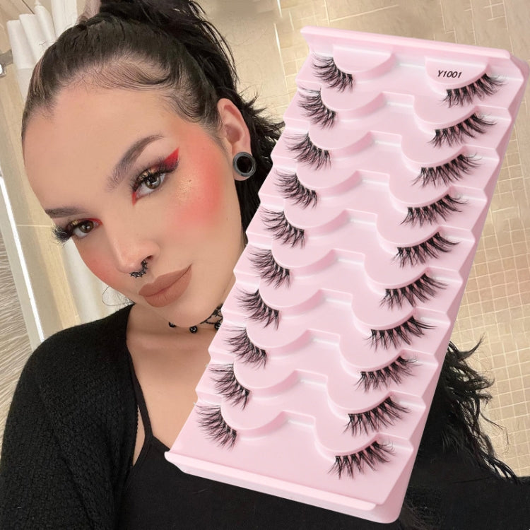 10pairs /Box Half False Eyelashes With Transparent Stems Natura Extension Lashes