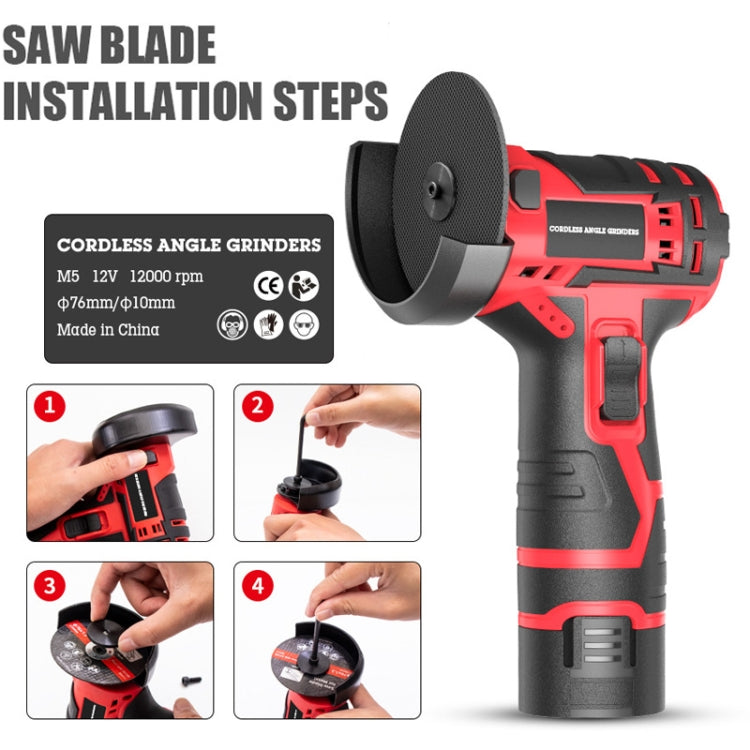 HILDA 12V 3 Inch Li-Ion Angle Grinder Home Cutting And Sanding Machine, US Plug